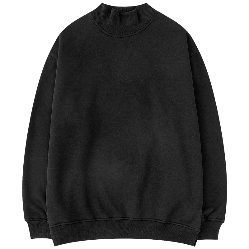 纯色加绒卫衣ins男女宽松韩版高领加厚玫红色中长款复古外套冬