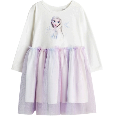 【迪士尼系列】HM童装儿童女童连衣裙薄纱印花艾莎公主裙1252393