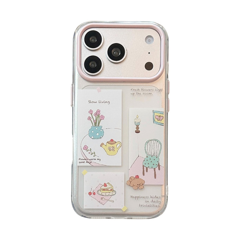 网红ins韩系拼贴花瓶适用苹果17promax包相机键手机壳16PM新款iPhone18可爱少女心15PRO软保护套14透明13防摔