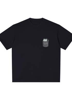 刺绣躲猫猫260g重磅纯棉短袖t恤