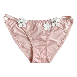 性感绣花钻饰蕾丝内裤女丝滑时尚舒适冰丝低腰低腰三角裤镂空细带