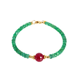 若华珠宝丹露 赞比亚祖母绿手链18K金红宝石手串彩宝手饰礼物定制