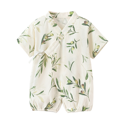 babylove婴儿连体衣夏季竹棉山茶纱布和尚服宝宝哈衣薄款透气衣服