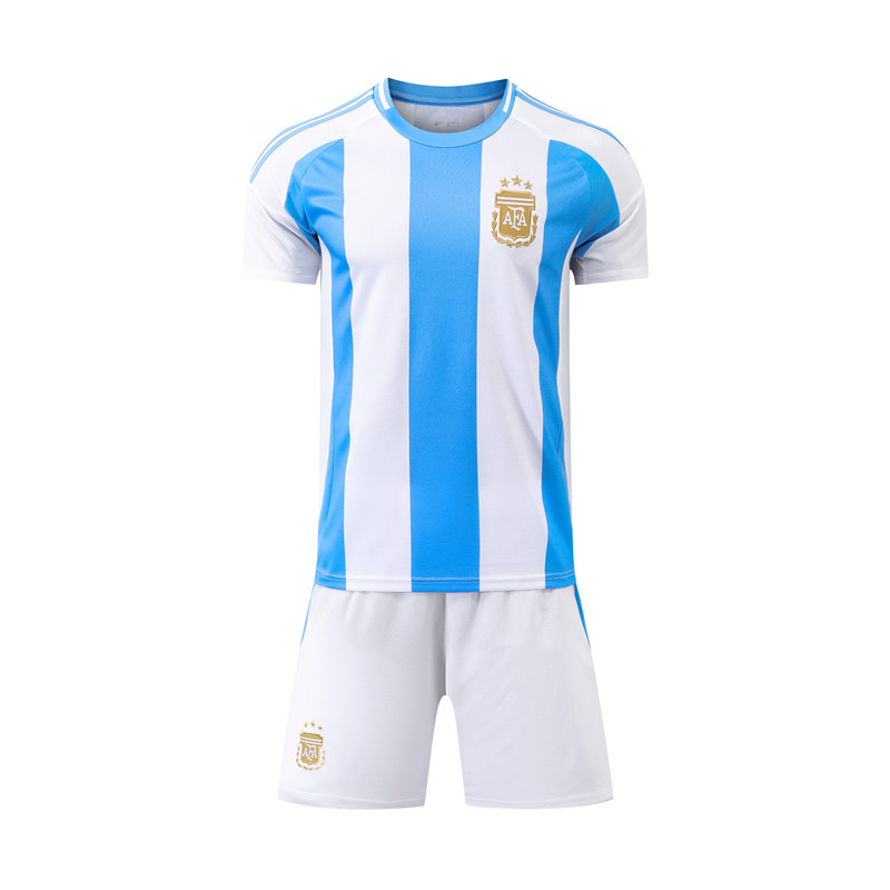 阿根廷儿童足球服套装男童女孩小学生足球训练服梅西C罗球衣定制