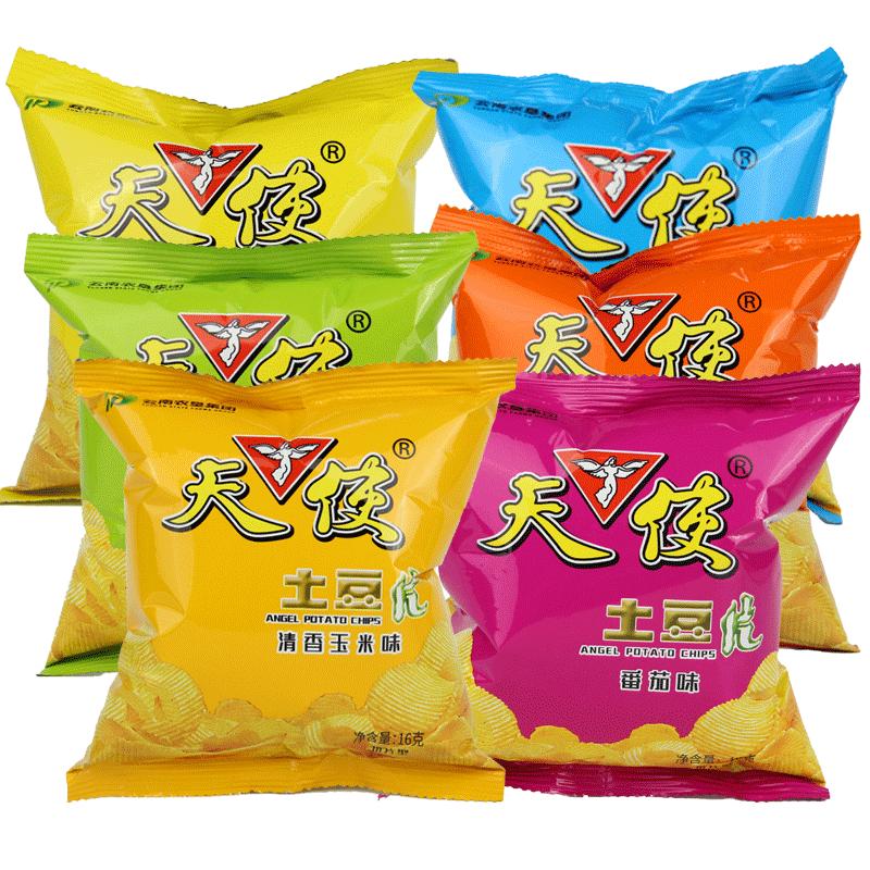 天使土豆片经典薯片椒香麻辣味香辣休闲膨化食品组合怀旧小吃零食