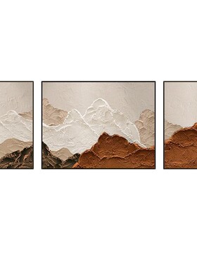 手绘油画《山峰》三联客厅沙发背景墙装饰画肌理壁画组合挂画立体
