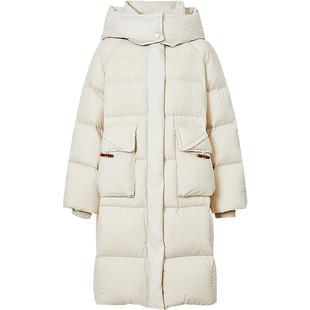 红袖outlets2024冬季新款女装插肩双拉链立领连帽羽绒服hopeshow