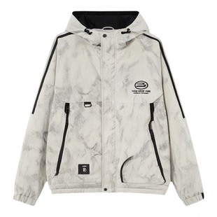 冲锋衣外套男生秋冬季新款加绒加厚青少年宽松大学生连帽夹克男装