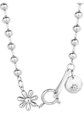 GuangYu小雏菊花朵圆珠链钛钢项链男女个性潮流设计感小众锁骨链