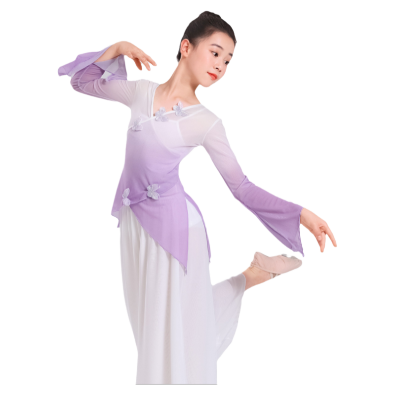 兒童古典舞演出服飄逸中國(guó)舞民族舞練功服女童身韻紗衣古風(fēng)表演服