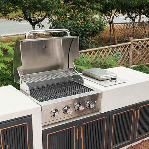 户外花园嵌入式木炭燃气两用烧烤炉美式BBQ庭院不锈钢304烤箱架子
