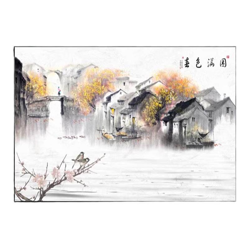 风景卧室床头挂画新中式