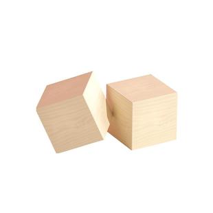 正方体立体数学教具原木色小块积木拼装玩具益智婴儿童几何木质长
