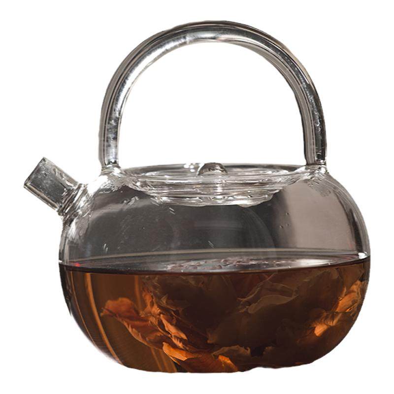 苹果玻璃提梁壶耐热加厚泡茶壶冷泡壶明火可烧煮水壶电陶茶炉