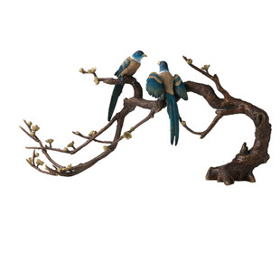 铜师傅喜上枝头 家居玄关电视柜装饰铜摆件软装工艺品 乔迁礼品