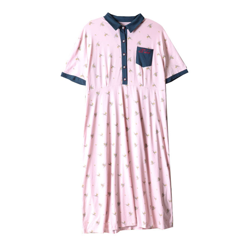 加大码韩版纯棉孕妇长裙家居服