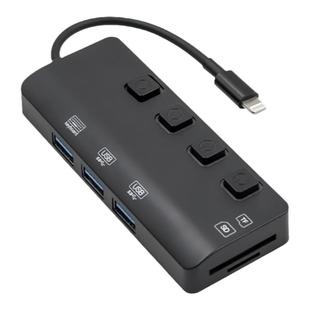 适用苹果头手机lighting接口转换器ipad平板拓展坞HUB转接USB3.0键盘鼠标外接U盘SD卡TF扩展设备读储存卡内存