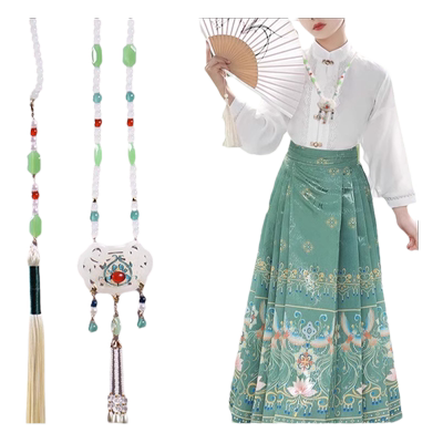 马面配饰璎珞流苏长款背云新中式