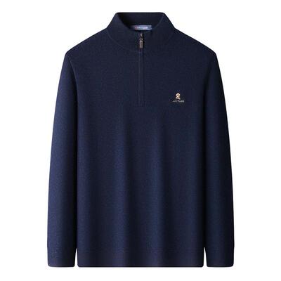 [100%绵羊毛]立领拉链加厚羊毛衫