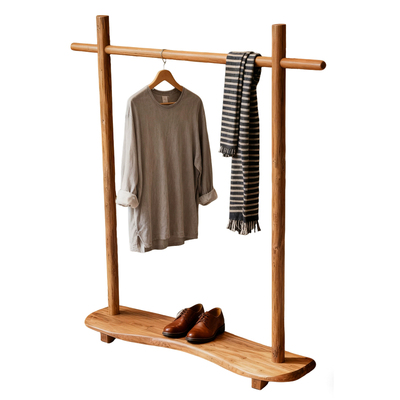 新款纯实木简约挂衣架民宿服装店原木展示架衣帽架子落地式挂衣杆