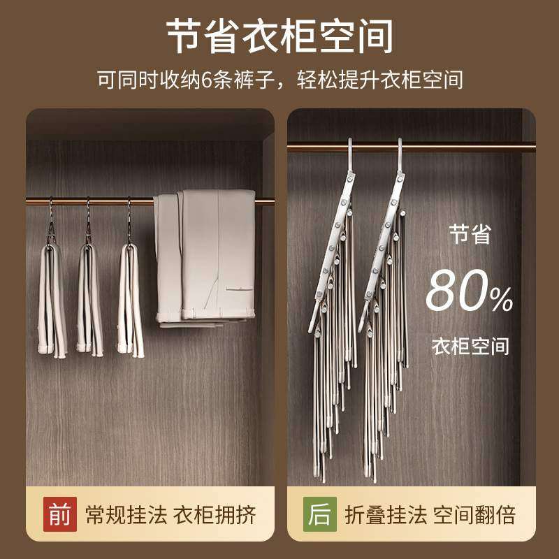折叠裤架多层多功能裤子挂架家用裤裤痕无夹神器收纳衣柜魔术衣架