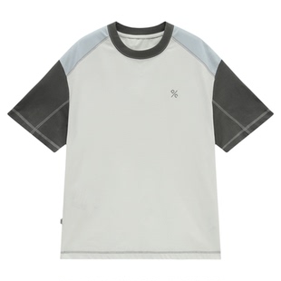 吕小虎ACTUP 2026夏季索罗娜短袖T恤男拼接速干半袖跑步健身上衣