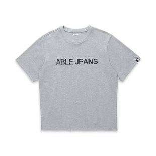 ABLE JEANS新款男士宽松休闲简约LOGO短袖T恤