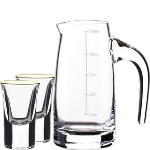 十全十美白酒杯套装小酒杯一口杯酒盅水晶玻璃分酒器白酒家用酒具