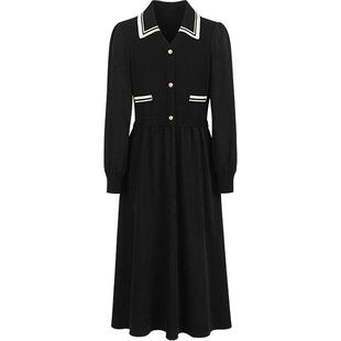 KBNE2025新款黑色连衣裙极简收腰显瘦A字中长裙高级感裙子女春秋