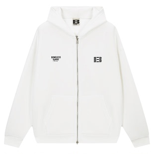 【蔡徐坤同款】BONELESS空气层牙刷绣拉链卫衣宽松百搭连帽外套潮