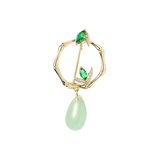 卡洛美清雅翠竹胸针高档女防走光扣领口固定衣服开衫别针中式胸花