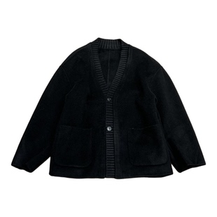 轻奢重磅加厚立领羊毛呢夹克男秋冬美式宽松复古保暖羊驼绒大衣潮