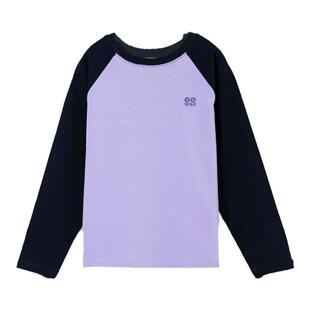 棉叔叔儿童春秋长袖T恤女童打底衫撞色插肩袖学院风男童精梳棉T恤