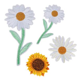 衣服贴补丁贴破洞小雏菊布贴白色装饰绣花补洞衣贴布料手缝刺绣贴