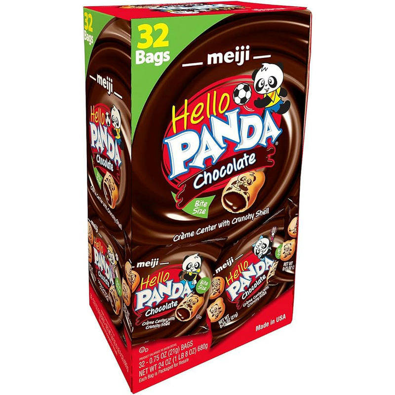 美国原装进口Meiji明治Hello PANDA巧克力夹心饼干680g32包独立装