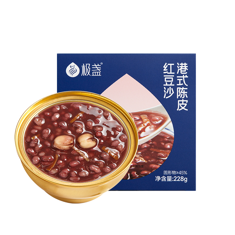 极盏0脂肪无糖陈皮莲子红豆沙八宝粥速食免煮代早餐粥即食228g/碗