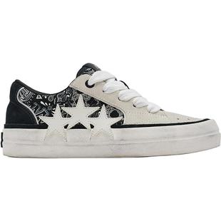 【秋冬直降】AMIRI 2025年早秋男鞋黑白撞色星星帆布鞋