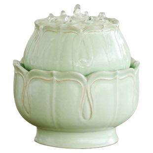 简约陶瓷流水摆件小型创意喷泉USB循环水景客厅办公室桌面装饰品