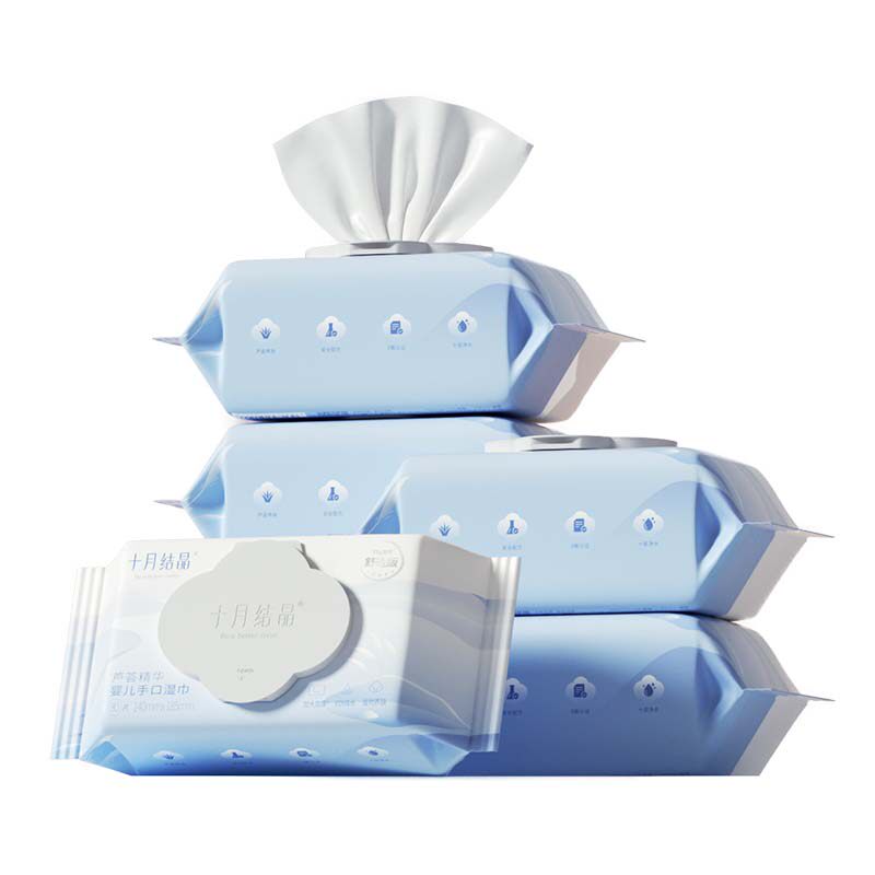 十月结晶婴儿湿巾新生手口专用宝宝幼儿童厚湿纸巾家用大包实惠装