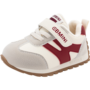 英贝米尼儿童学步鞋保暖加绒男童鞋子冬季新款女童棉鞋宝宝童鞋