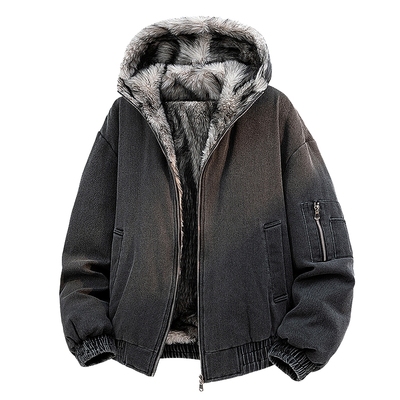 美式连帽保暖鸭绒羽绒服