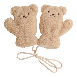 儿童手套女童保暖冬季可爱兔子毛绒防寒手指套加厚挂绳上学保护套