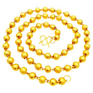 越南沙金项链男女圆珠链实心光珠镀金项链久不掉色仿黄金圆珠项链