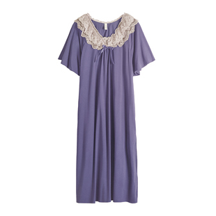 轩靓睡裙女夏季薄款莫代尔短袖睡衣夏天大码冰丝凉感家居服连衣裙