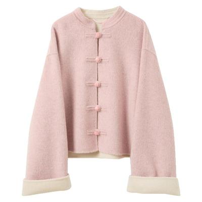 三彩2025冬季新款羊毛双面呢外套