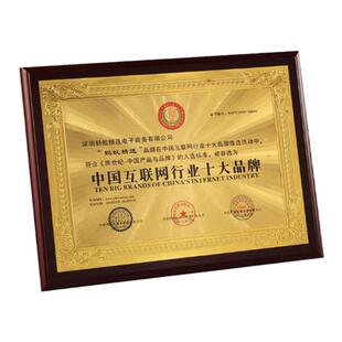 高档荣誉授权牌匾证书挂墙奖牌金箔银铜牌实木质木托公司定制定做