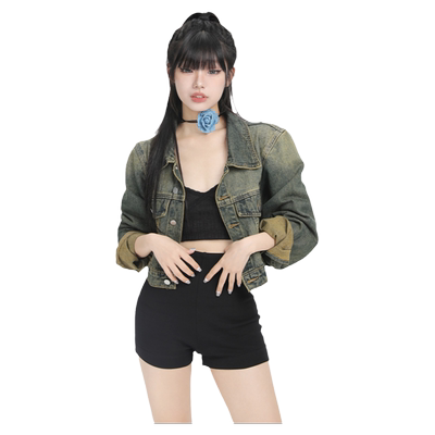 KRO美式辣妹短款牛仔外套