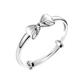 香港正生s999纯银蝴蝶结磨砂推拉宝宝手镯实心女儿童可爱满月礼物