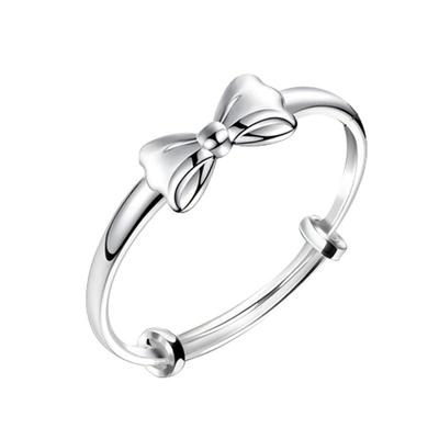 香港正生s999纯银蝴蝶结磨砂推拉宝宝手镯实心女儿童可爱满月礼物