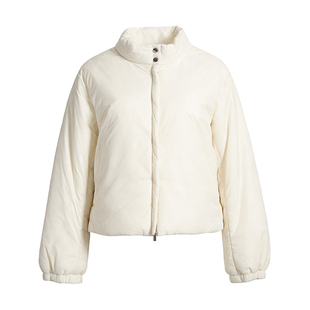 白色立领长袖棉服女2026年秋冬新款设计感小众小个子短款保暖外套